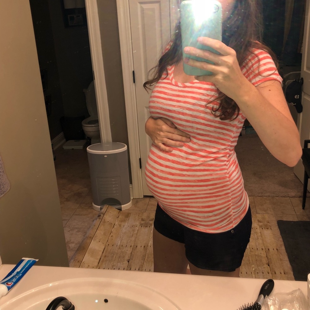 GIFTED: Motherhood maternity t shirt- coral peach